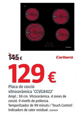 Oferta de Corberó - Placa De Cocció Vitroceràmica 'CCVG8422' por 129€ en BAUHAUS