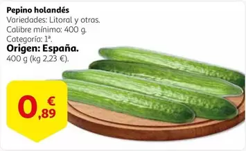 Oferta de Litoral - Pepino Holandés por 0,89€ en Alcampo