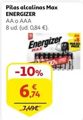 Oferta de Energizer - Pilas Alcalinas Max por 6,74€ en Alcampo