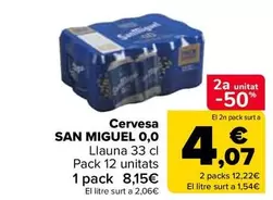 Oferta de San Miguel - Cerveza  00 por 8,15€ en Carrefour