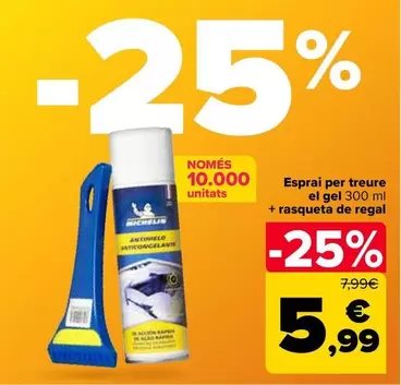 Oferta de Spray Quita Hielo 300 Ml + Rasqueta De Regalo por 5,99€ en Carrefour