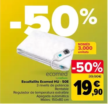 Oferta de Ecomed - Calientacamas HU-50E por 19,9€ en Carrefour