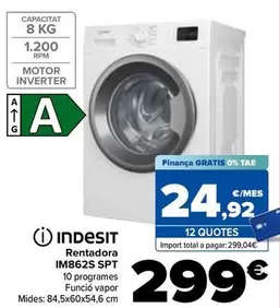 Oferta de Indesit - Lavadora  Im862s Spt por 299€ en Carrefour