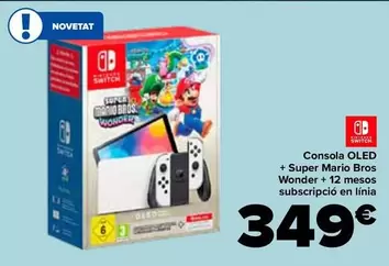 Oferta de Nintendo SWITCH  - Consola Oled  + Super Mario Bros Wonder + 12 Meses  por 349€ en Carrefour