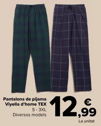 Oferta de Tex - Pantalon Pijama Viyela Hombre  por 12,99€ en Carrefour