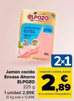 Oferta de El Pozo - Jamon Cocido Envase Ahorro por 2,89€ en Carrefour