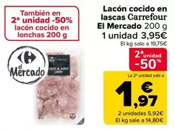 Oferta de Carrefour - Lacón Cocido En Lascas El Mercado por 3,95€ en Carrefour