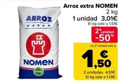 Oferta de Nomen - Arroz Extra por 3,01€ en Carrefour