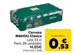 Oferta de Mahou - Cerveza  Clasica por 14,85€ en Carrefour