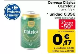 Oferta de Carrefour - Cerveza Clasica  por 0,35€ en Carrefour