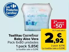 Oferta de Carrefour - Toallitas Baby Aloe Vera por 5,85€ en Carrefour