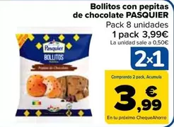 Oferta de Pasquier - Bollitos Con Pepitas De Chocolate por 3,99€ en Carrefour