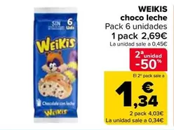 Oferta de Weikis - Choco Leche por 2,69€ en Carrefour