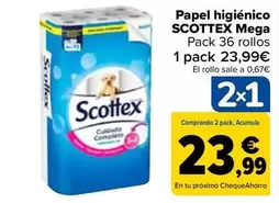 Oferta de Scottex - Papel Higiénico Mega por 23,99€ en Carrefour