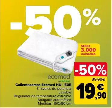 Oferta de Ecomed - Calientacamas HU-50E por 19,9€ en Carrefour