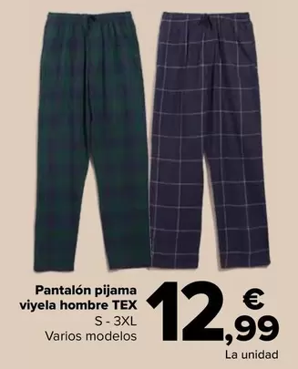 Oferta de Tex - Pantalon Pijama Viyela Hombre  por 12,99€ en Carrefour