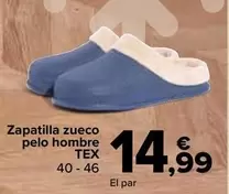 Oferta de Tex - Zapatilla Zueco Pelo Hombre  por 14,99€ en Carrefour