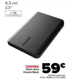 Oferta de Toshiba - Disco Duro  Canvio Basic por 59€ en Carrefour