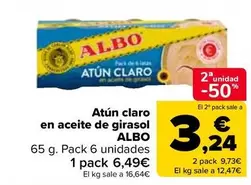 Oferta de Albo - Atun Claro En Aceite De Girasol por 6,49€ en Carrefour