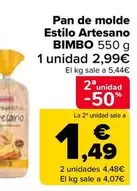 Oferta de Bimbo - Pan De Molde Estilo Artesano  por 2,99€ en Carrefour