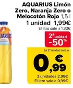 Oferta de Aquarius - Limon Zero Naranja Zero O Melocoton Rojo por 1,99€ en Carrefour