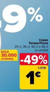 Oferta de Copas Tempo/Flavia por 1€ en Carrefour