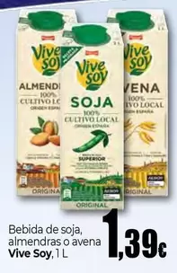 Oferta de ViveSoy - Bebida De Soja, Almendras O Avena por 1,39€ en Unide Market