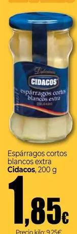 Oferta de Cidacos - Esparragos Cortos Blancos Extra por 1,85€ en Unide Market