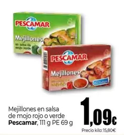 Oferta de Pescamar - Mejillones En Salsa De Mojo Rojo O Verde por 1,09€ en Unide Market