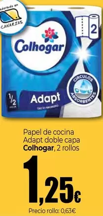 Oferta de Colhogar - Papel De Cocina Adapt Doble Capa por 1,25€ en Unide Market