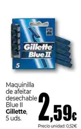 Oferta de Gillette - Maquinilla De Afeitar Desechable Blue Ii por 2,59€ en Unide Market