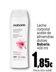 Oferta de Babaria - Leche Corporal Aceite De Almendras Dulces por 1,85€ en Unide Market