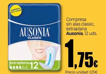 Oferta de Ausonia - Compresas Sin Alas Classic, Extraplana por 1,75€ en Unide Market