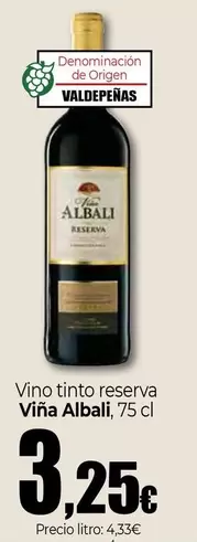 Oferta de Viña Albali - Vino Tinto Reserva por 3,25€ en Unide Supermercados