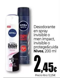 Oferta de Nivea - Desodorante En Spray Invisible O Men Impact, Invisible O Protege&Cuida por 2,45€ en Unide Supermercados