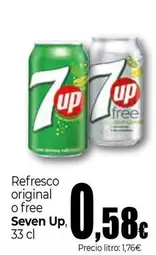 Oferta de Seven Up - Refresco Original O Free por 0,58€ en Unide Supermercados