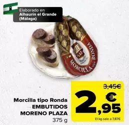 Oferta de Moreno Plaza - Morcilla Tipo Ronda por 2,95€ en Carrefour