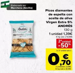 Oferta de Sevilla - Picos diamantes de espelta con aceite de oliva Virgen Extra 5% por 1,39€ en Carrefour