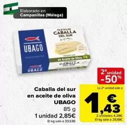 Oferta de Ubago - Caballa Del Sur En Aceite De Oliva por 2,85€ en Carrefour