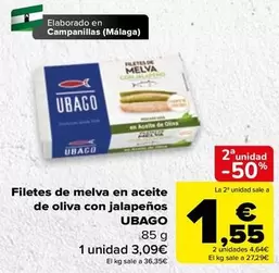 Oferta de Ubago - Filetes De Melva En Aceite De Oliva Con Jalapenos por 3,09€ en Carrefour