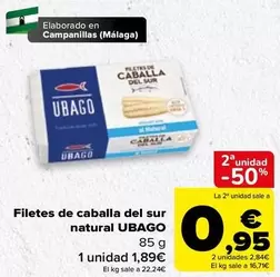 Oferta de Ubago - Filetes De Caballa Del Sur Natural por 1,89€ en Carrefour