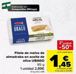 Oferta de Ubago - Filete De Melva De Almaddaba En Aceite De Oliva por 2,89€ en Carrefour