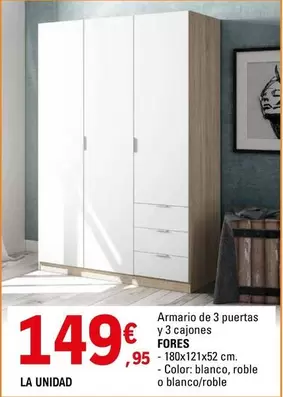 Oferta de Fores - Armario De 3 Puertas Y 3 Cajones por 149,95€ en E.Leclerc