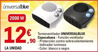 Oferta de Universalblue - Copacabana Termoventilador por 12,9€ en E.Leclerc