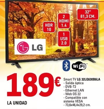 Oferta de LG - Smart Tv 32LQ630B6LA por 189€ en E.Leclerc