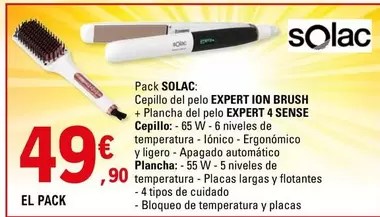 Oferta de Solac - Expert Ion Brush Cepillo Del Pelo + Expert 4 Sense Plancha Del Pelo  por 49,9€ en E.Leclerc