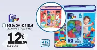 Oferta de Mega Bloks - Bolsa Con 60 Piezas por 12,94€ en E.Leclerc