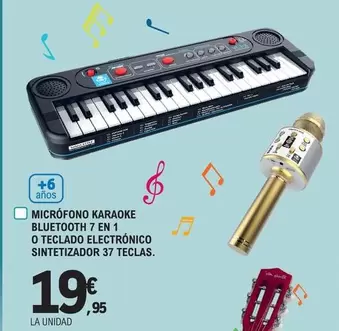 Oferta de Micrófono Karaoke Bluetooth 7 En 1 O Teclado Electrónico Sintetizador 37 Teclas por 19,95€ en E.Leclerc