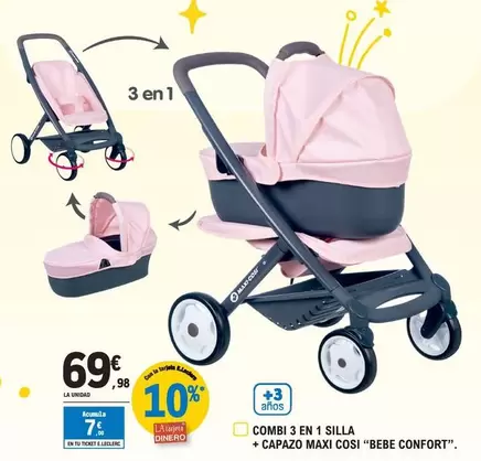 Oferta de Bebé Confort - Combi 3 En 1 Silla + Capazo Maxi Cosi  por 69,98€ en E.Leclerc