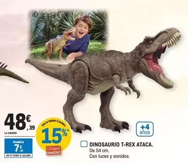 Oferta de Dinosaurio T-Rex Ataca por 48,39€ en E.Leclerc